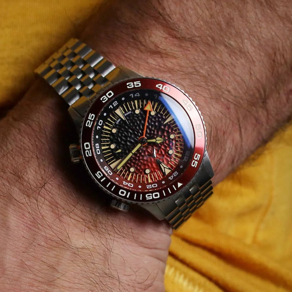 Aerotec Ace X GMT Diver - Burgundy/Black Dive Watch