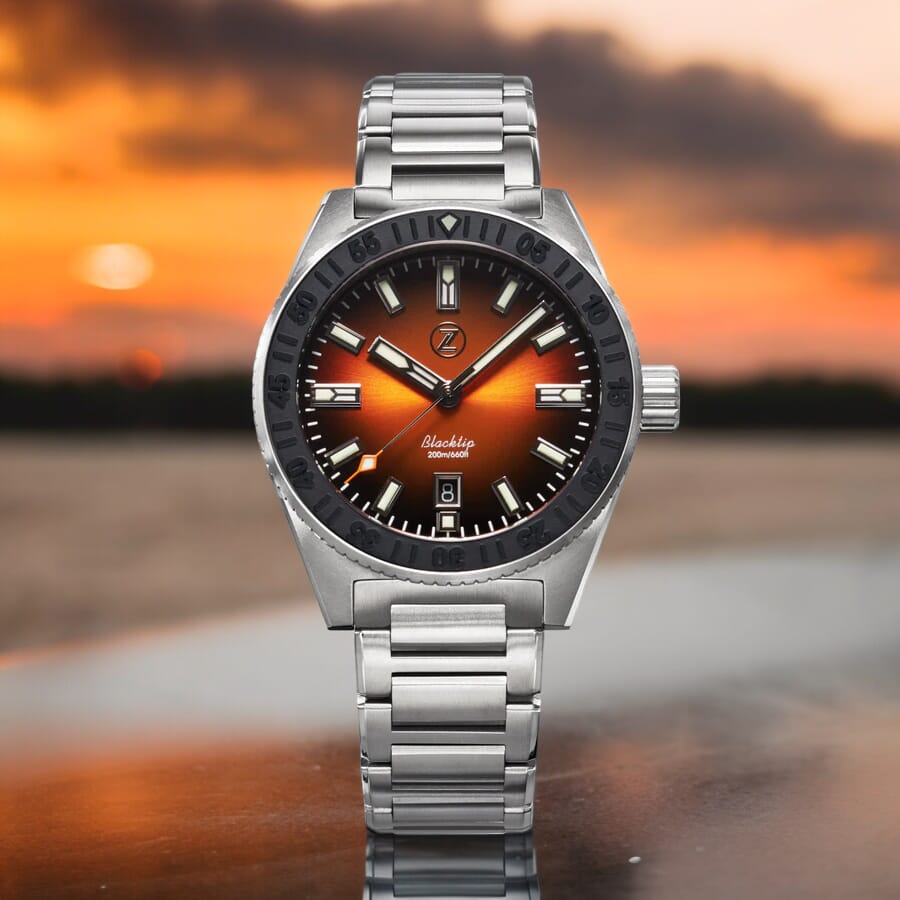 ジェル Zelos Blacktip Titanium Burnt Orange - Limited Edition Dive Watch