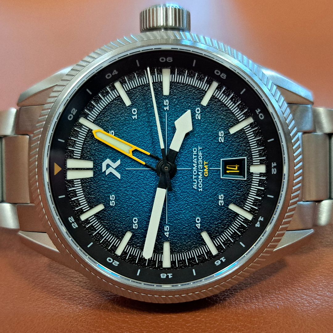 RZE Fortitude Turbo Teal GMT: Titanium 100m True GMT Pilot's Watch