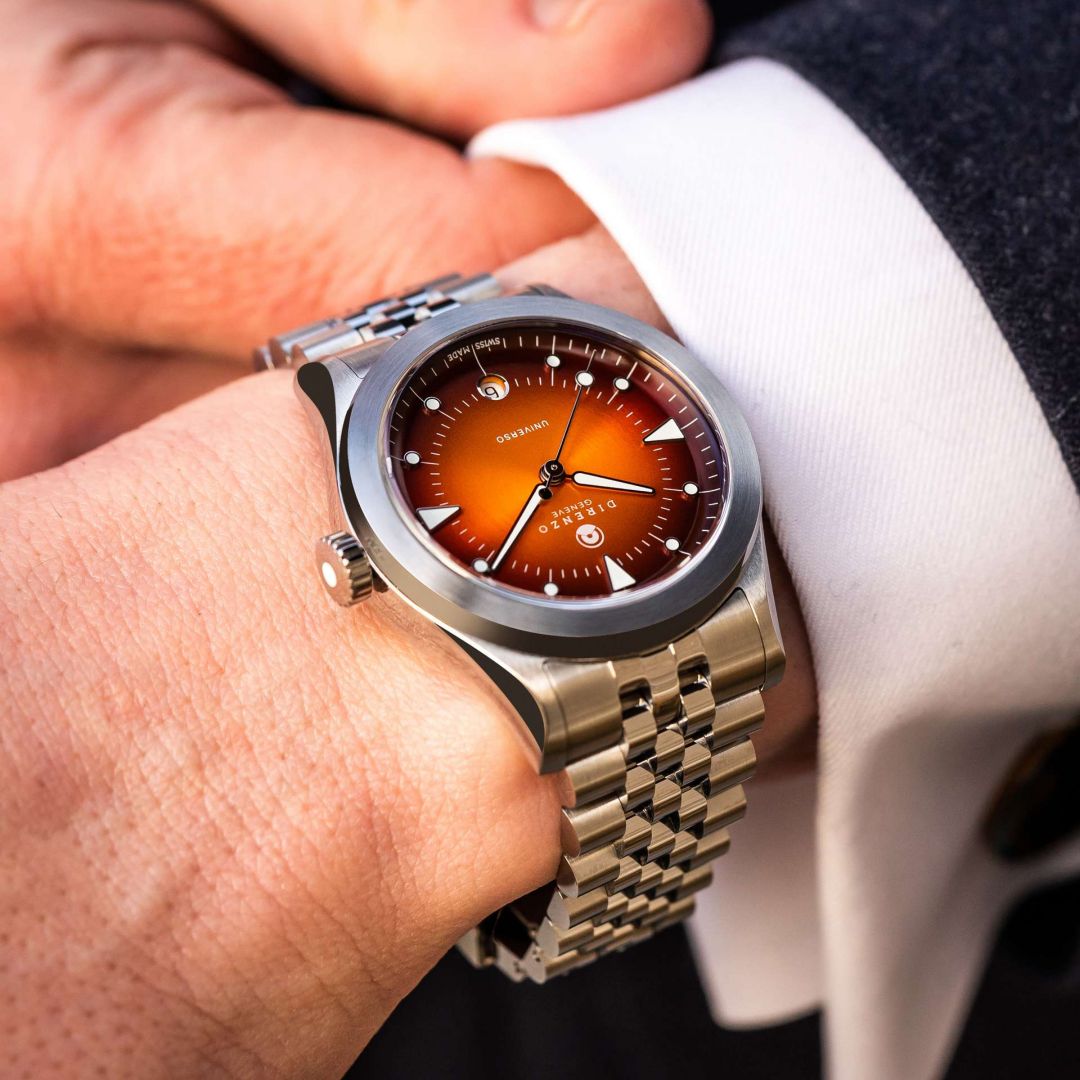 Direnzo DRZ07 Universo Orange Date - Swiss Made Sports Dress Watch