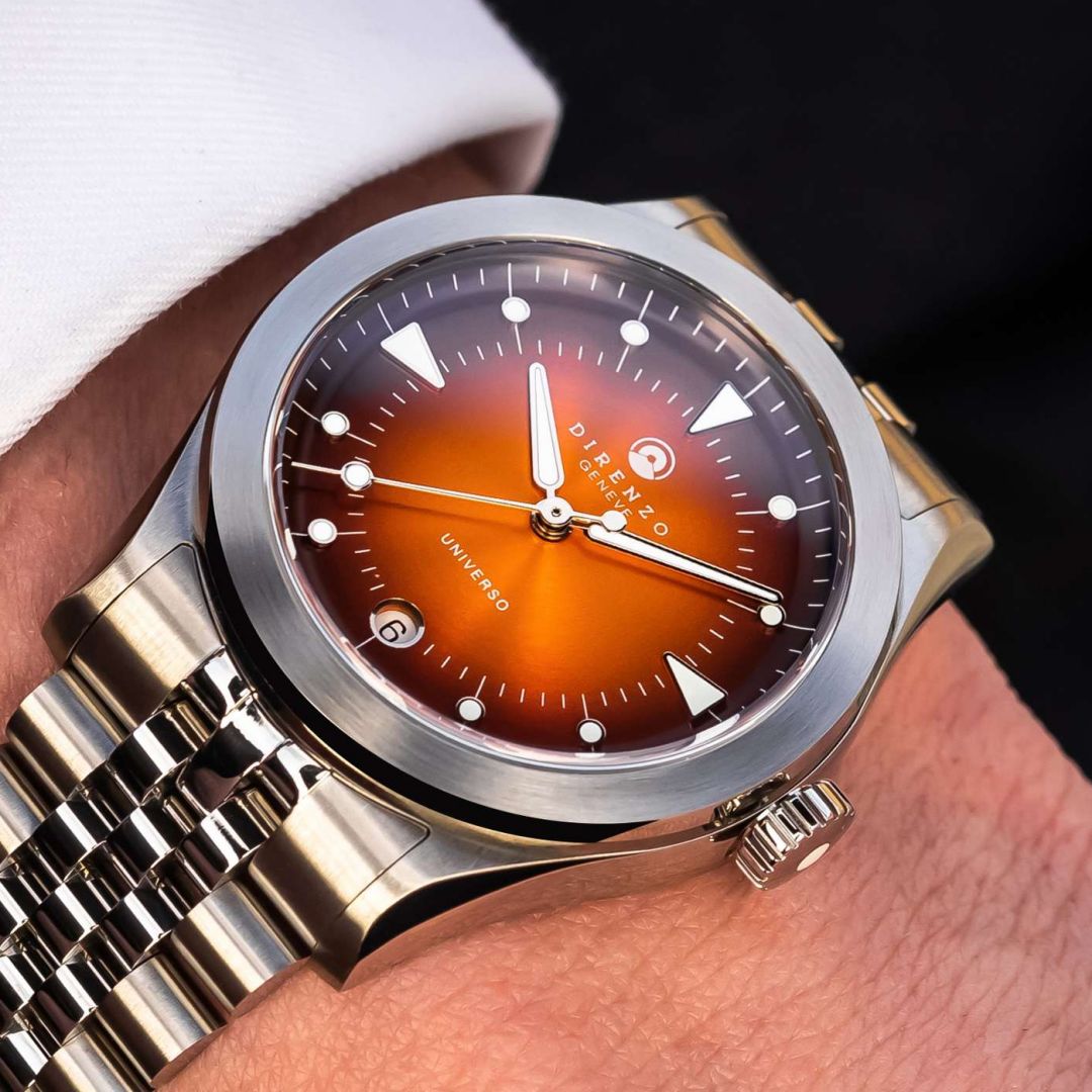 d*7様 highcolor_sunz Direnzo DRZ07 Universo Orange Date - Swiss Made Sports Dress Watch