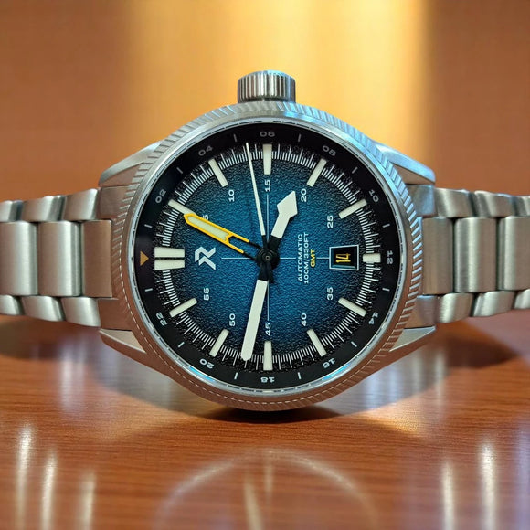 RZE Fortitude Turbo Teal GMT - Titanium 100m True GMT