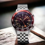 Aerotec Ace&nbsp;X&nbsp;GMT Diver - Burgundy/Black Dive&nbsp;Watch