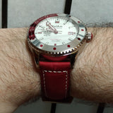 PolAm Hamtramck with shark mesh bracelet & premium Italian leather red straps