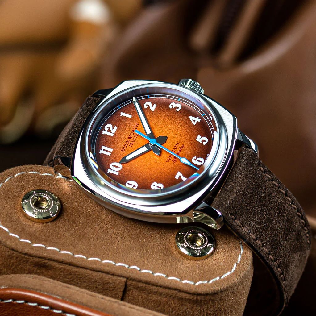 Duckworth Prestex Verimatic - Orange Fumé Watch and Brown Suede