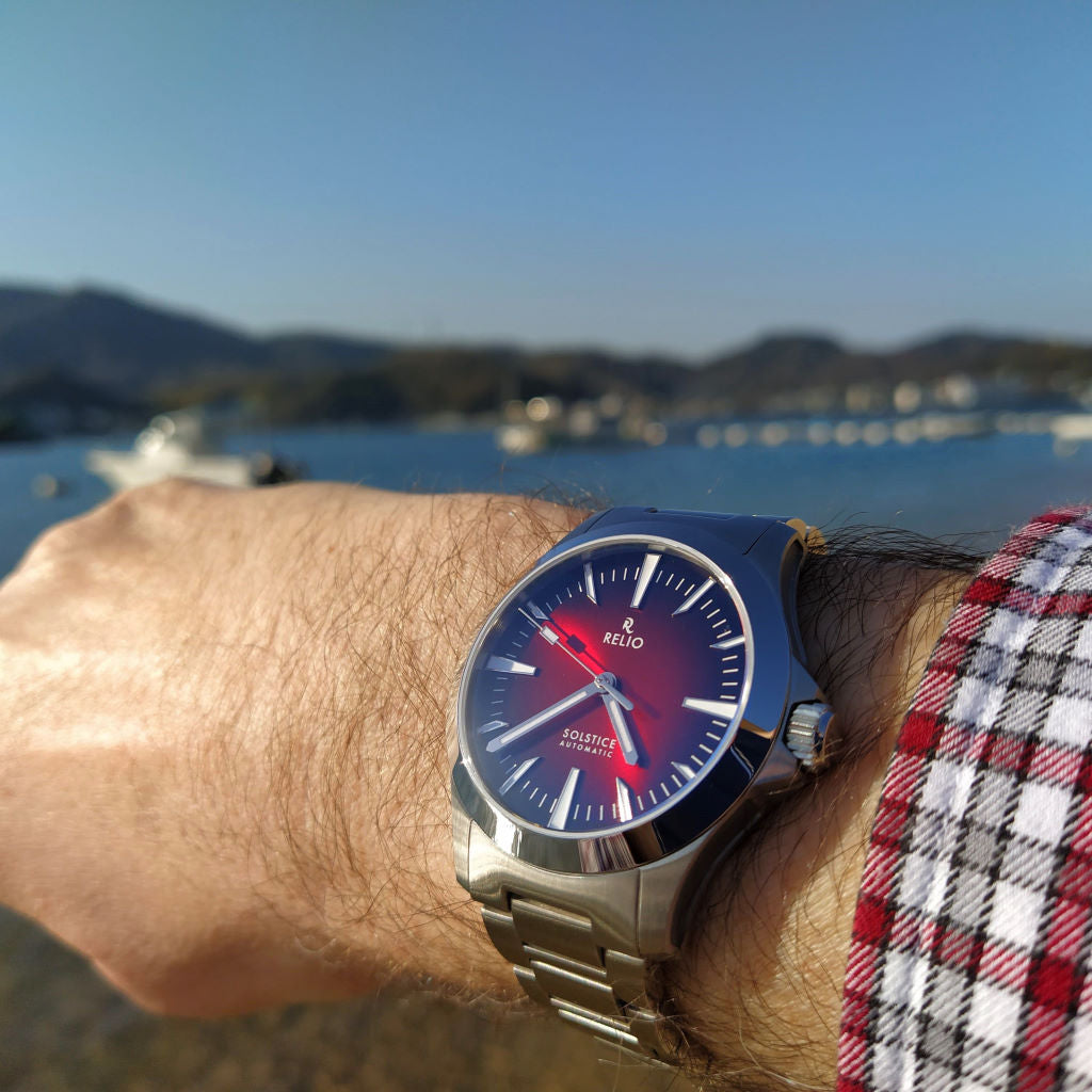Relio Solstice Red - Sports Dress Watch with Red Fumé Sunburst Dial ...