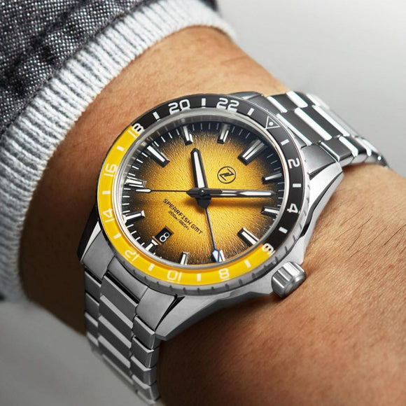 Zelos Spearfish GMT - Bumblebee Yellow Limited Edition (Swiss Mvmt)